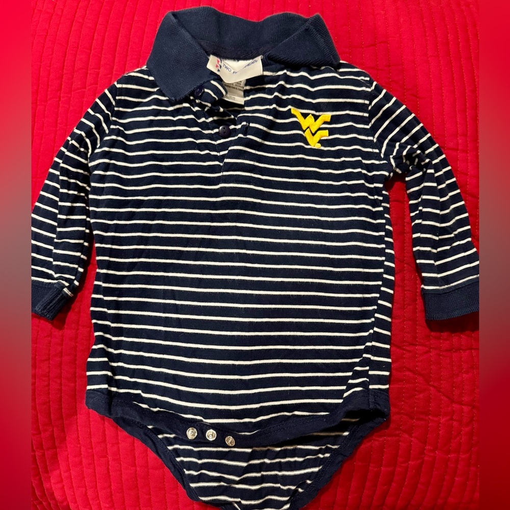 WVU Striped Navy and White Kids One Piece